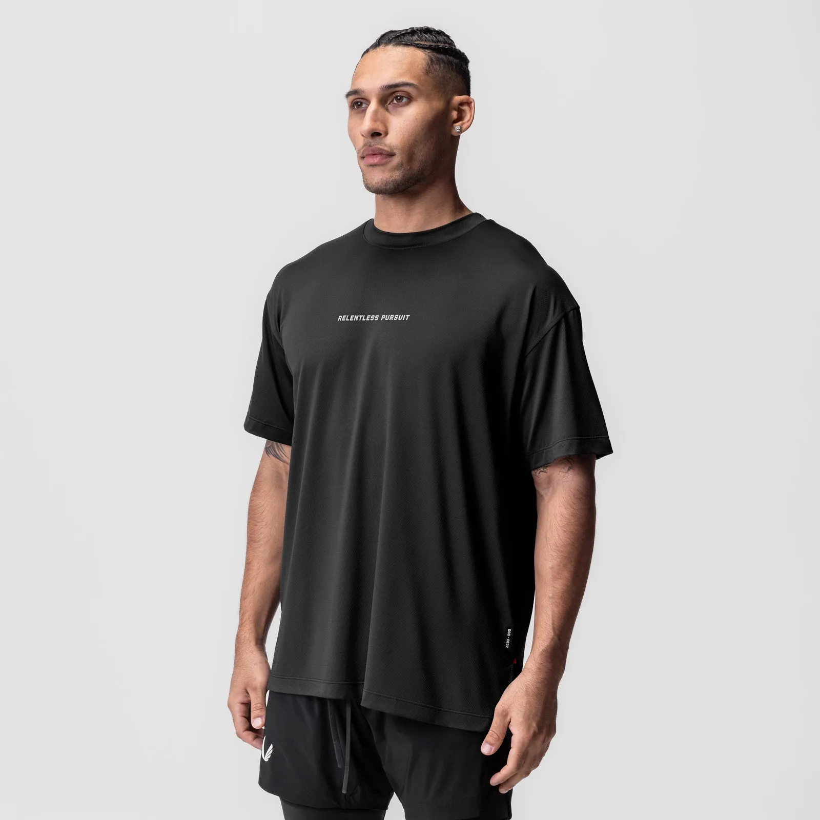 0822. AeroSilver® Oversized Tee - Black "RP"