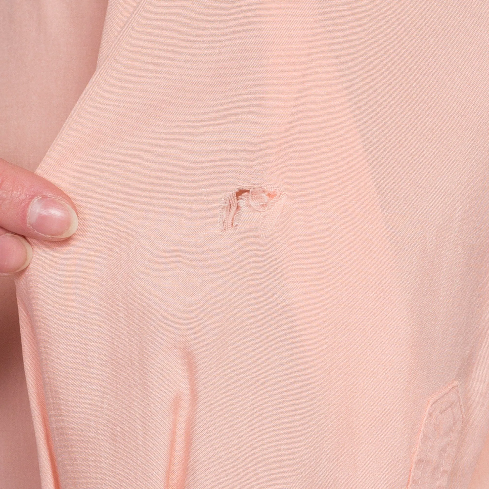 80s Peach Silk Blend Cuffed Sleeve Blouse - Large