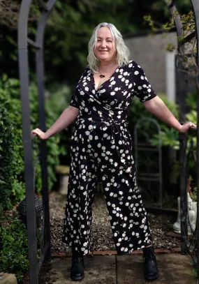 Albie Daisy & Bee Print Cotton Culotte Leg Jumpsuit
