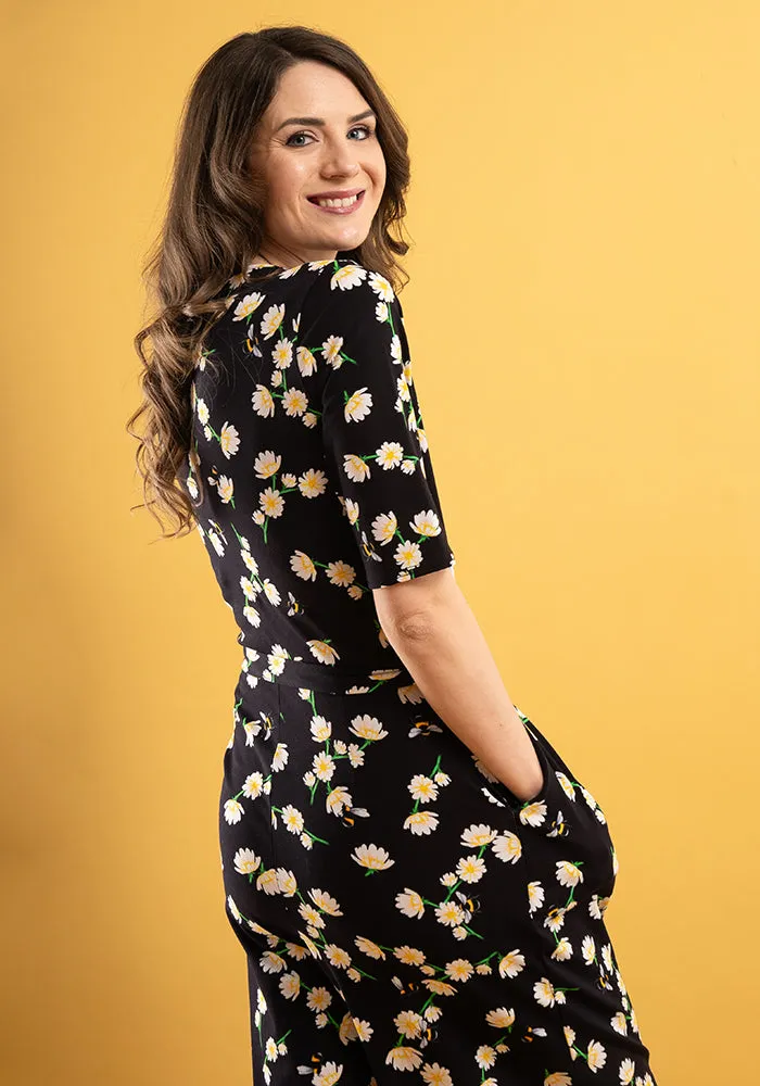 Albie Daisy & Bee Print Cotton Culotte Leg Jumpsuit