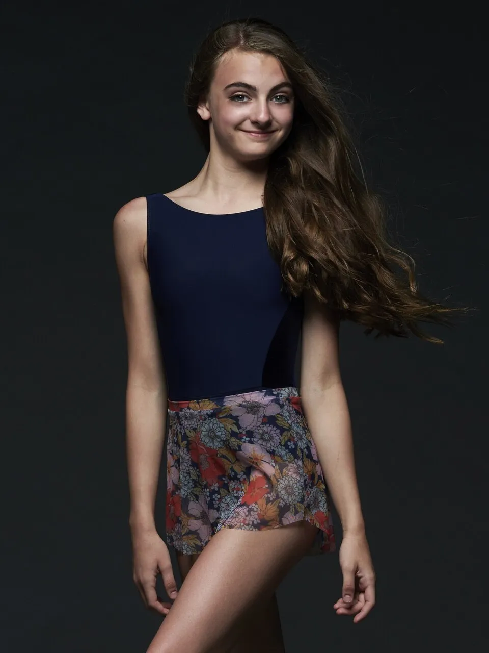 Allison Kids Dark Navy Velvet Leotard RTW
