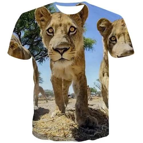 Animal T shirts Men Lion Tshirts Casual Hip Hop Tshirt Printed Harajuku Tshirt Anime Street T-shirts 3d Short Sleeve Fashion