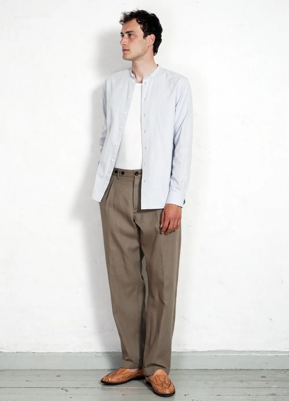 ANTE | Collarless Shirt | Silver