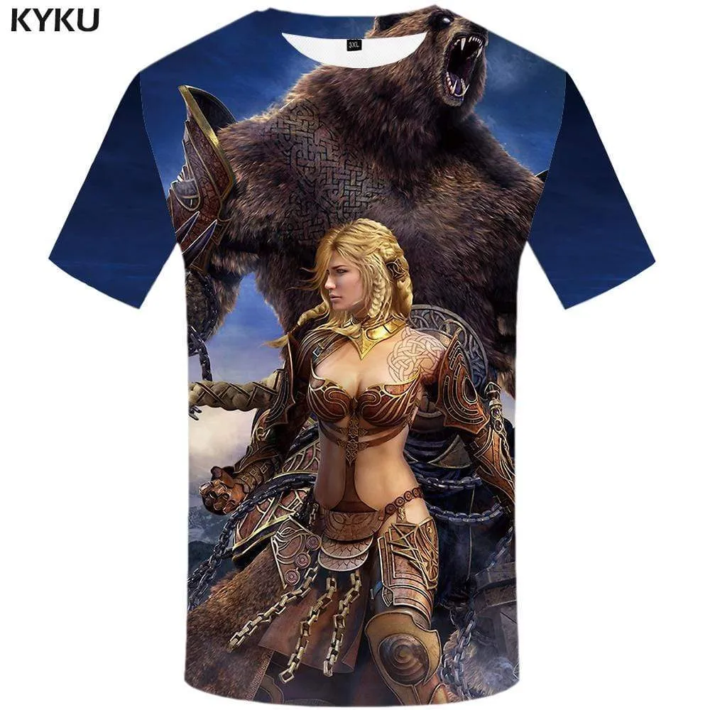 Bear T shirt Men Russia Tshirts Print Metal T-shirt 3d Animal T shirts Funny War Tshirt Anime Mens Clothing Hip hop Unisex
