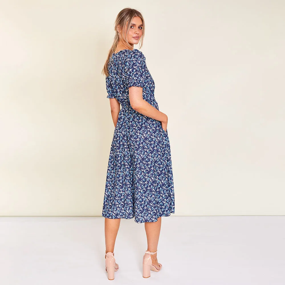 Belle Dress (Navy Floral)