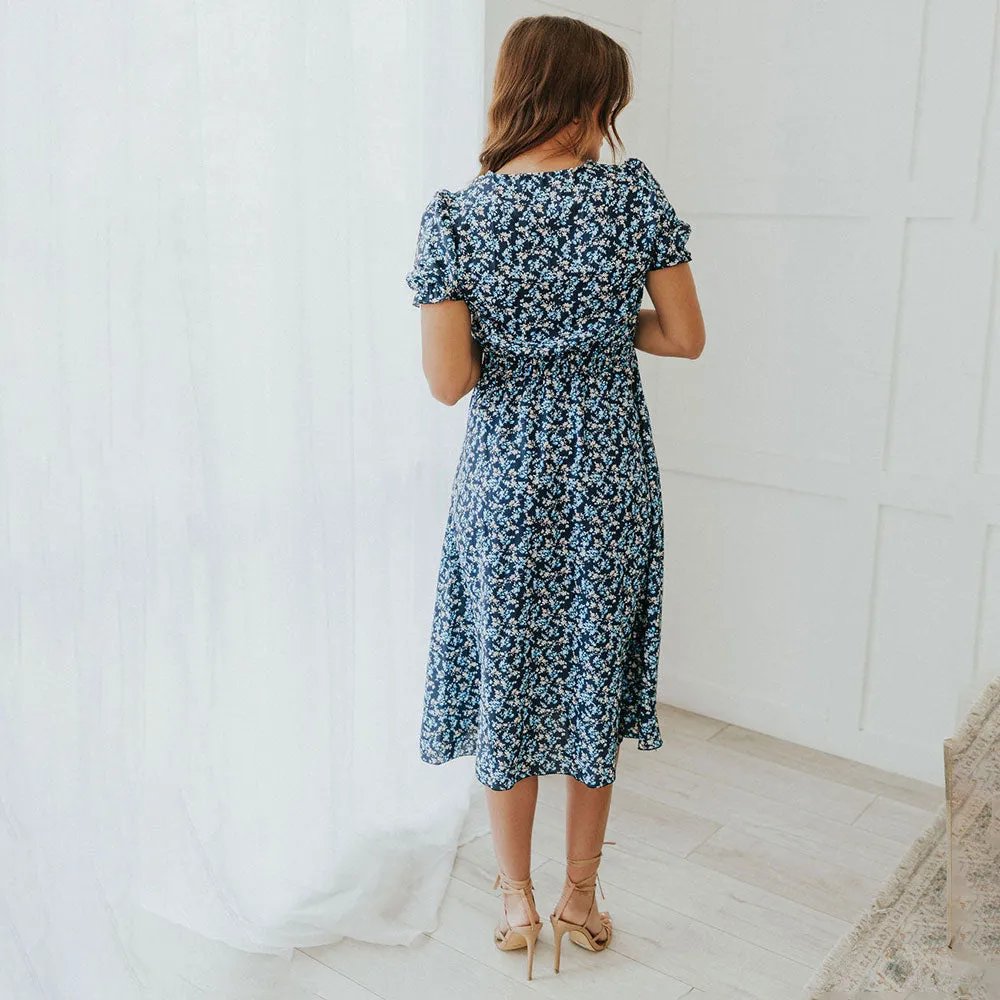 Belle Dress (Navy Floral)