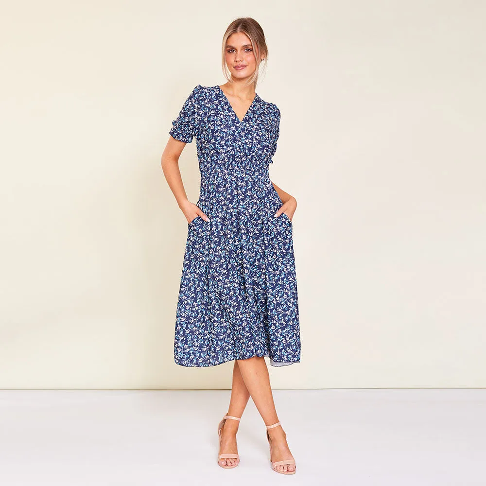 Belle Dress (Navy Floral)