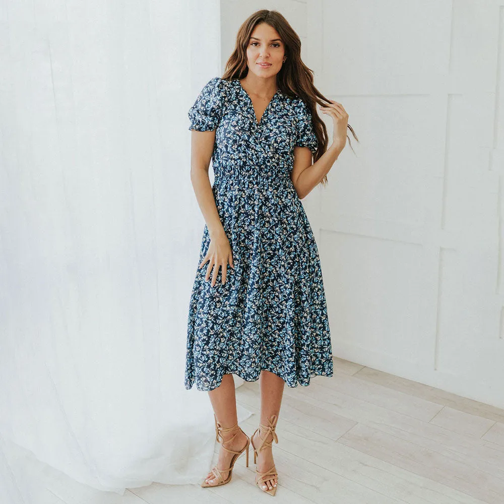 Belle Dress (Navy Floral)
