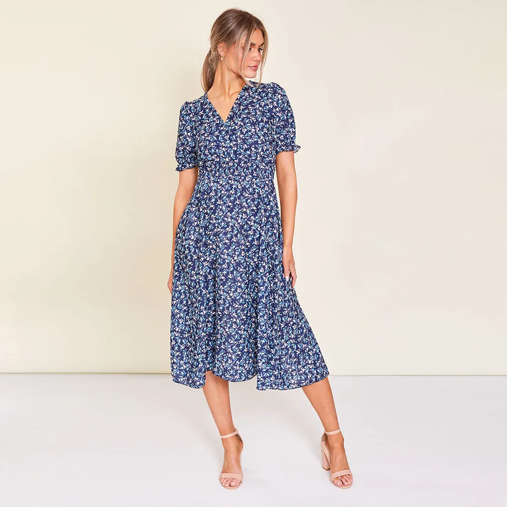 Belle Dress (Navy Floral)