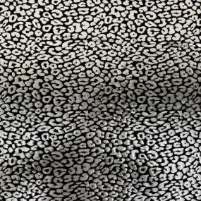 Black | Silver Sahara Leopard Foil Print Nylon Spandex Fabric
