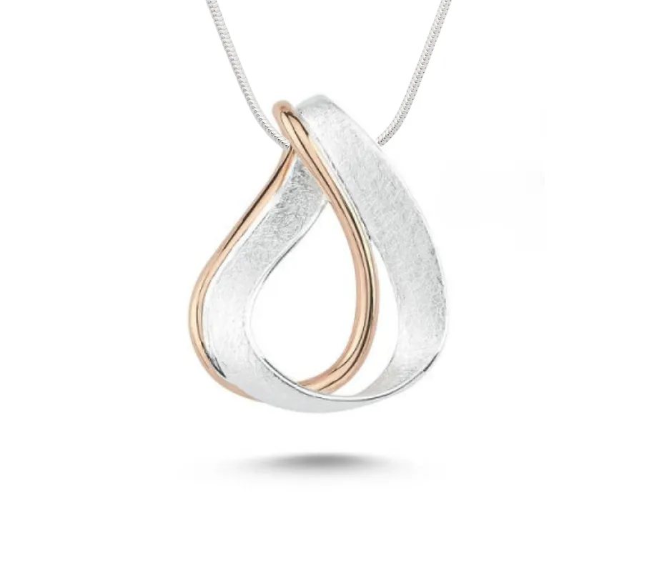 Brushed Rose Tear Drop Pendant