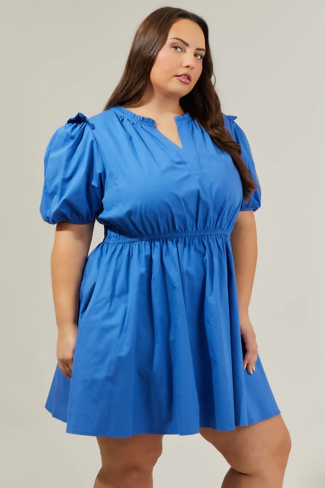 Candice Love Poplin Short Sleeve Mini Dress Curve