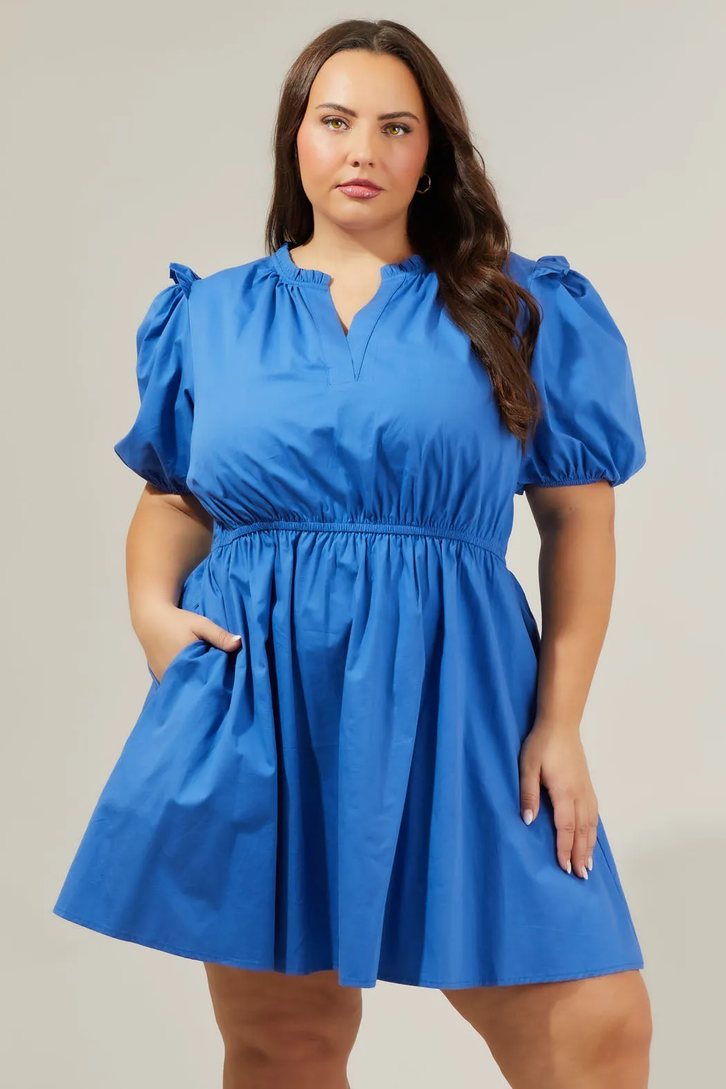 Candice Love Poplin Short Sleeve Mini Dress Curve