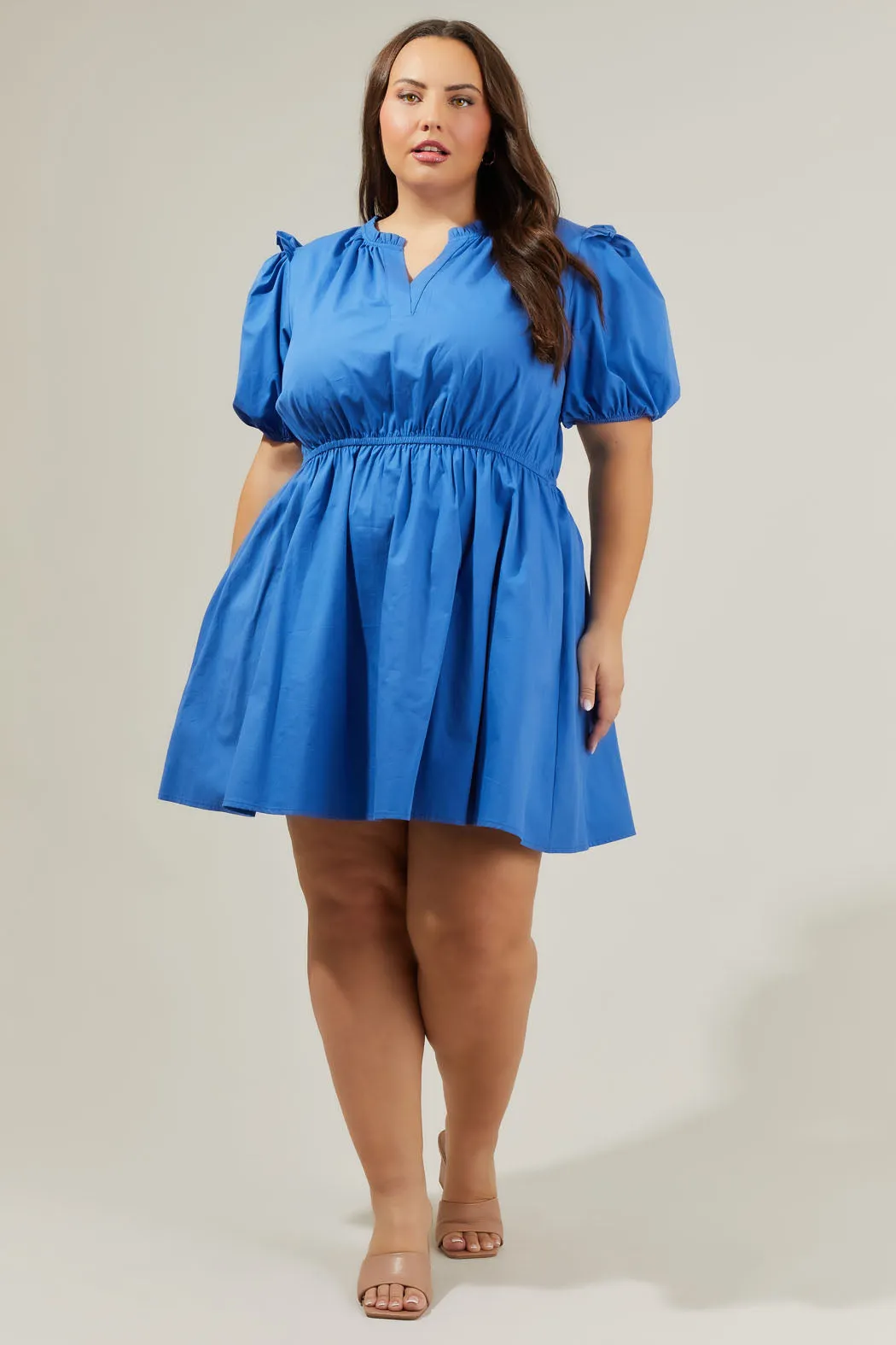 Candice Love Poplin Short Sleeve Mini Dress Curve