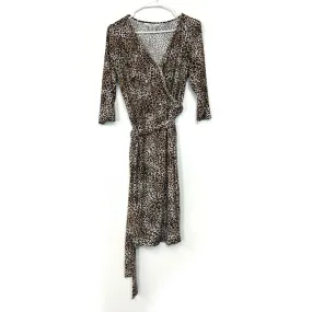 Christine V | Womens Leopard Print Wrap Dress | Color: Black/Brown | Size: XL | Pre-Owned