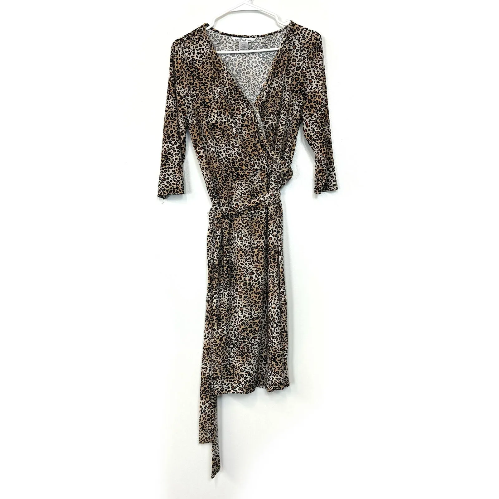 Christine V | Womens Leopard Print Wrap Dress | Color: Black/Brown | Size: XL | Pre-Owned