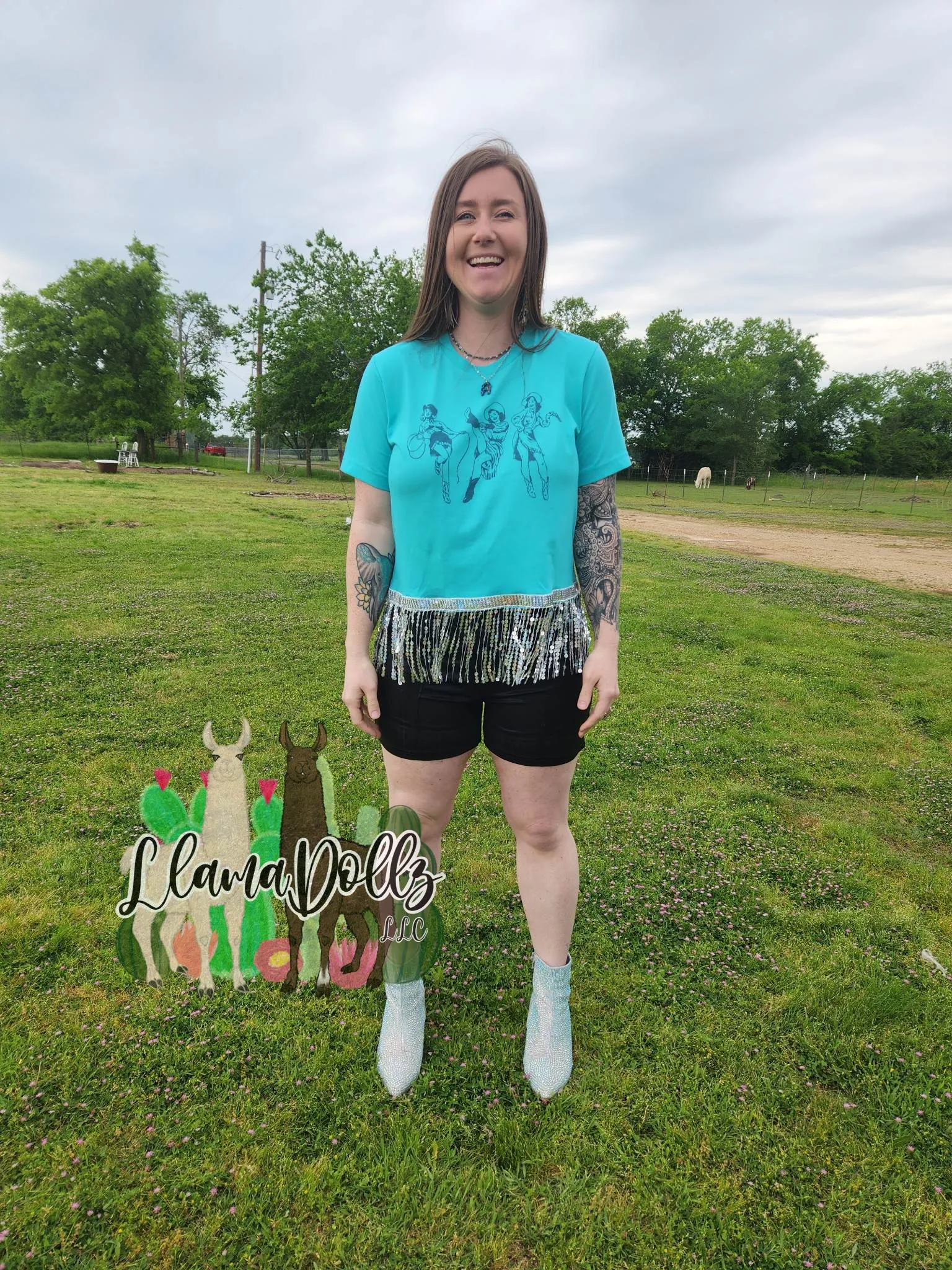 Cowgirl Trio Sequin Fringe Shirt