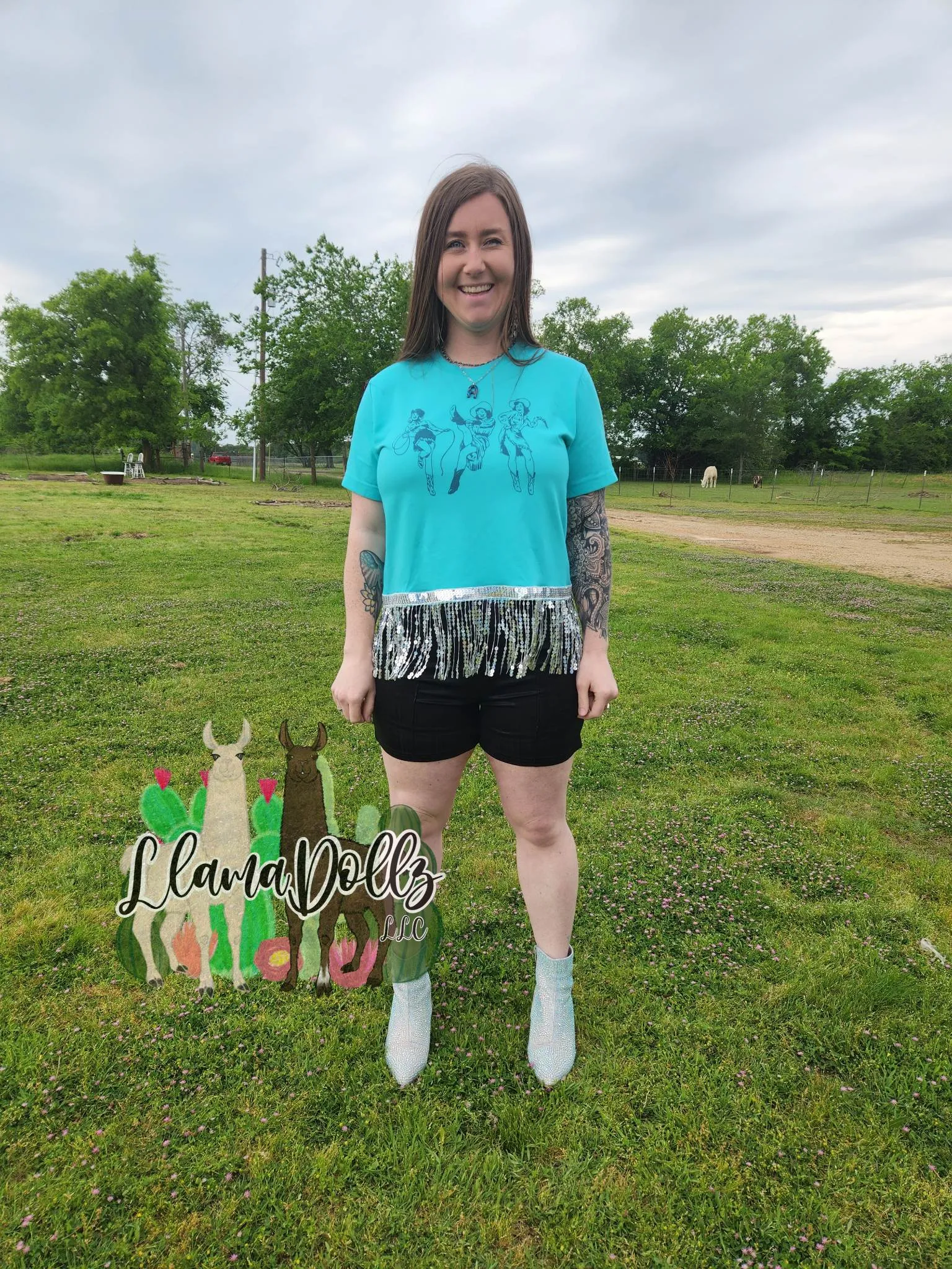 Cowgirl Trio Sequin Fringe Shirt