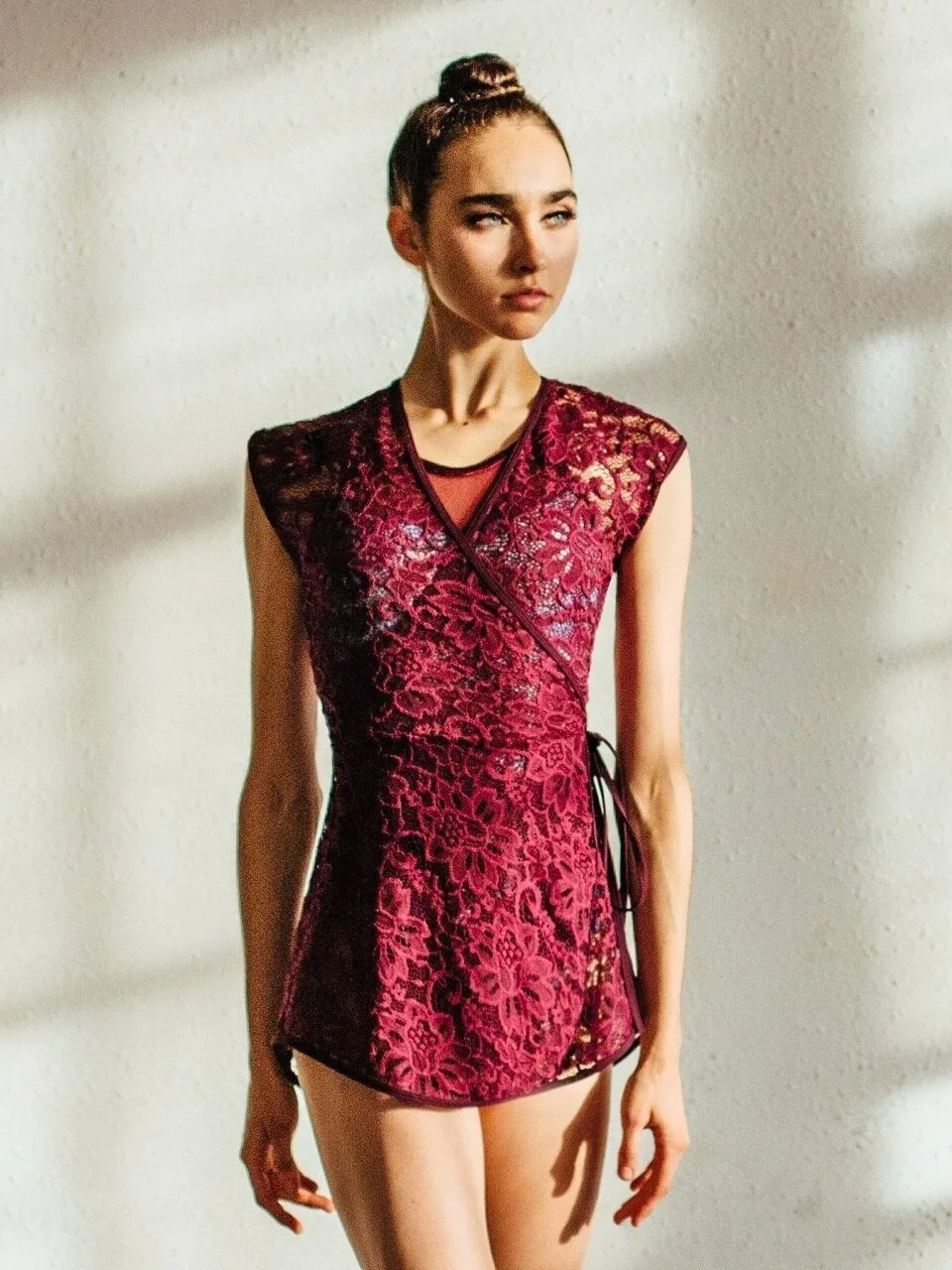 Danya Wrap Dress Kids Sangria Bella Lace RTW