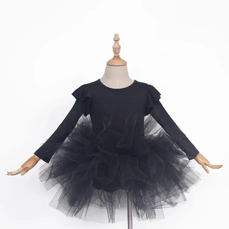 DOLLY by Le Petit Tom ® TIMELESS LONG SLEEVE TUTU DRESS black