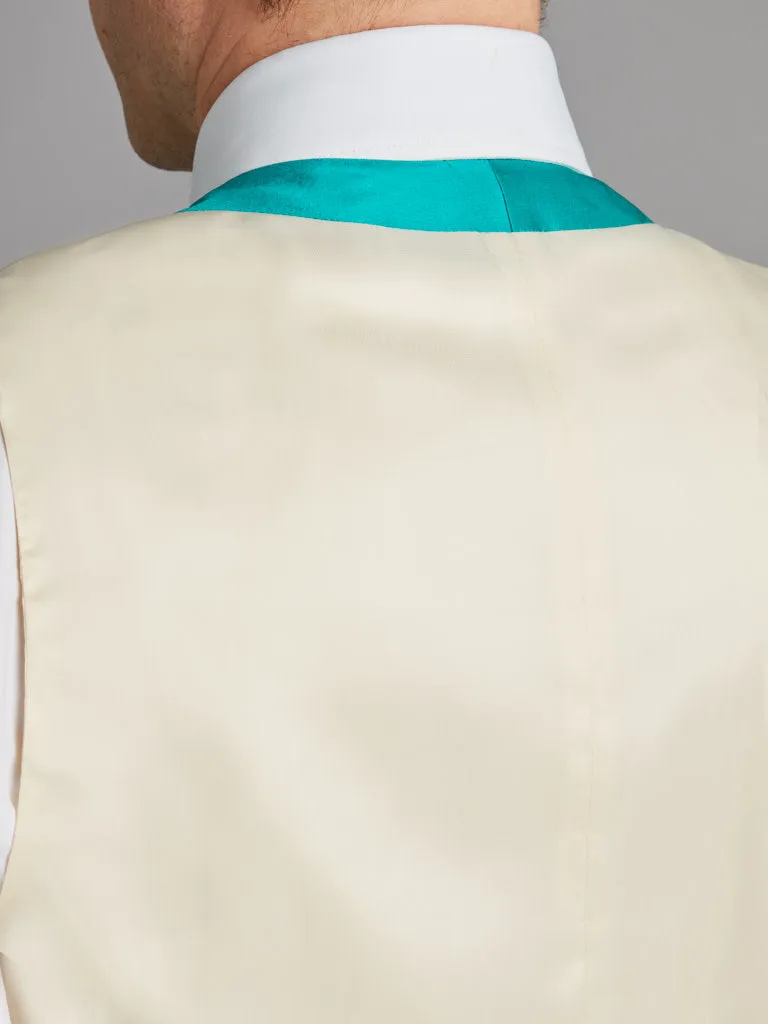 Double Breasted Silk Waistcoat With Piping - Jade Green