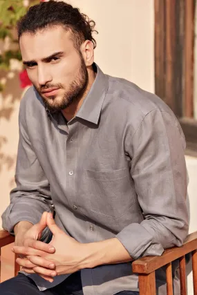 Dusk | Premium Grey Linen Shirt