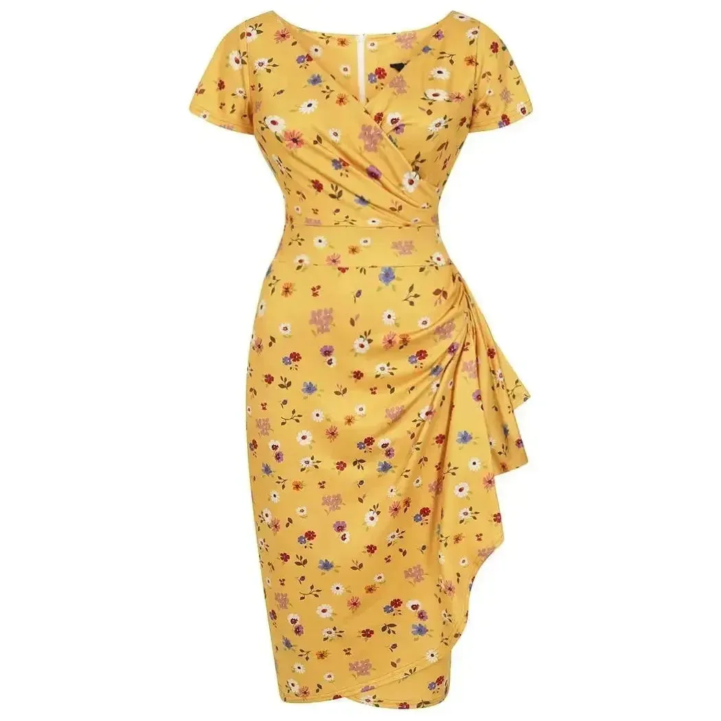 Elsie Dress - Mustard Bloom