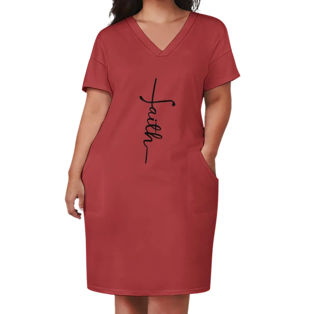 Faith Brown Berry Loose Pocket Christian Dress