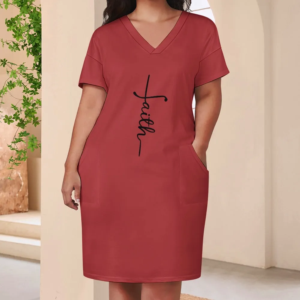 Faith Brown Berry Loose Pocket Christian Dress