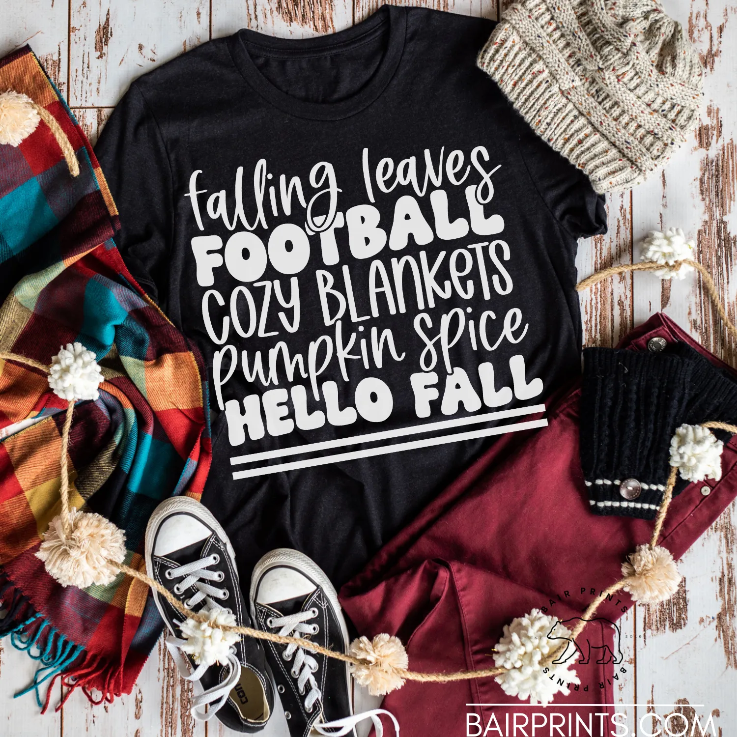 Falling Leaves Football Cozy Blankets Pumpkin Spice Hello Fall Tee