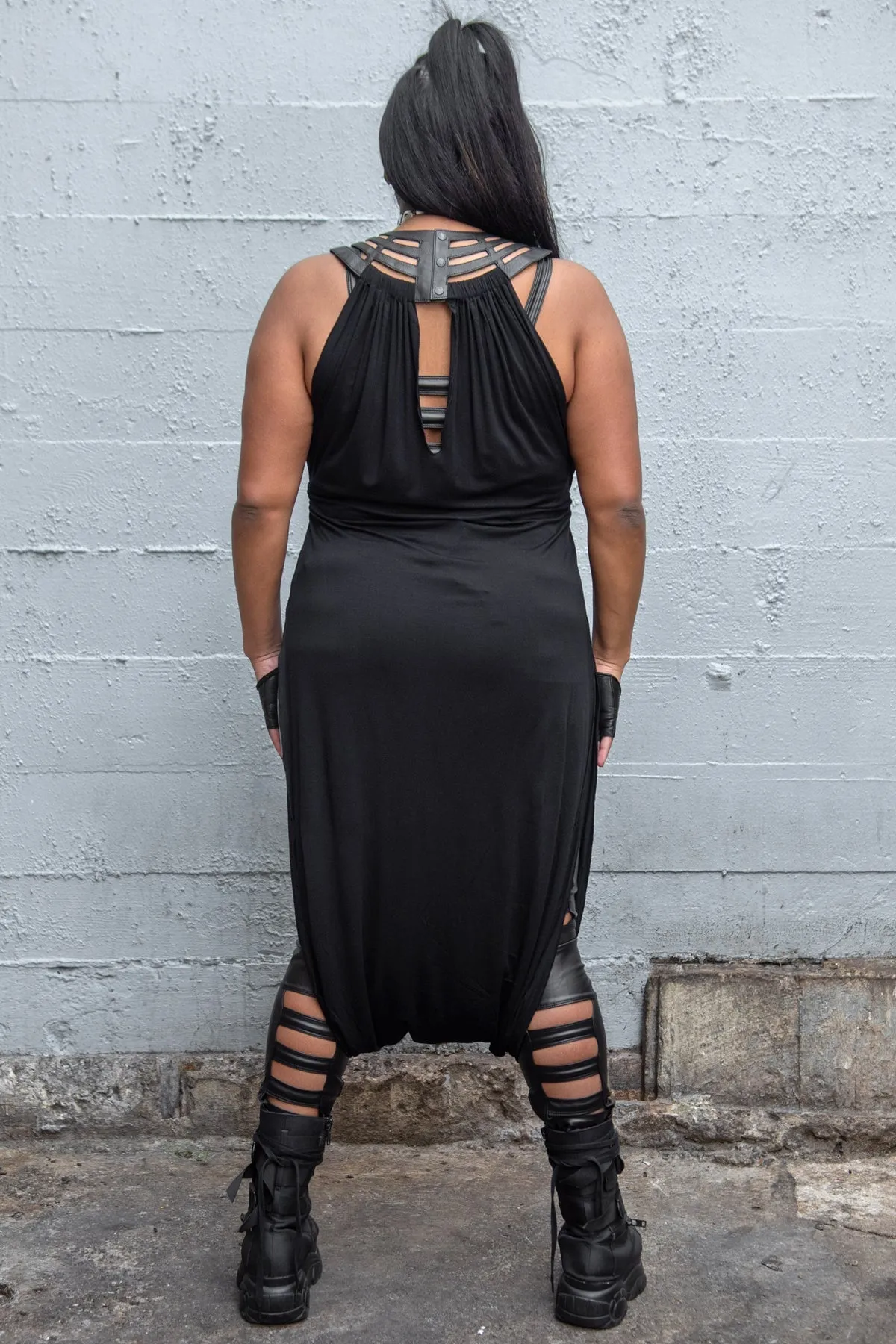 Five and Diamond Desert Cage Dress - leather/viscose