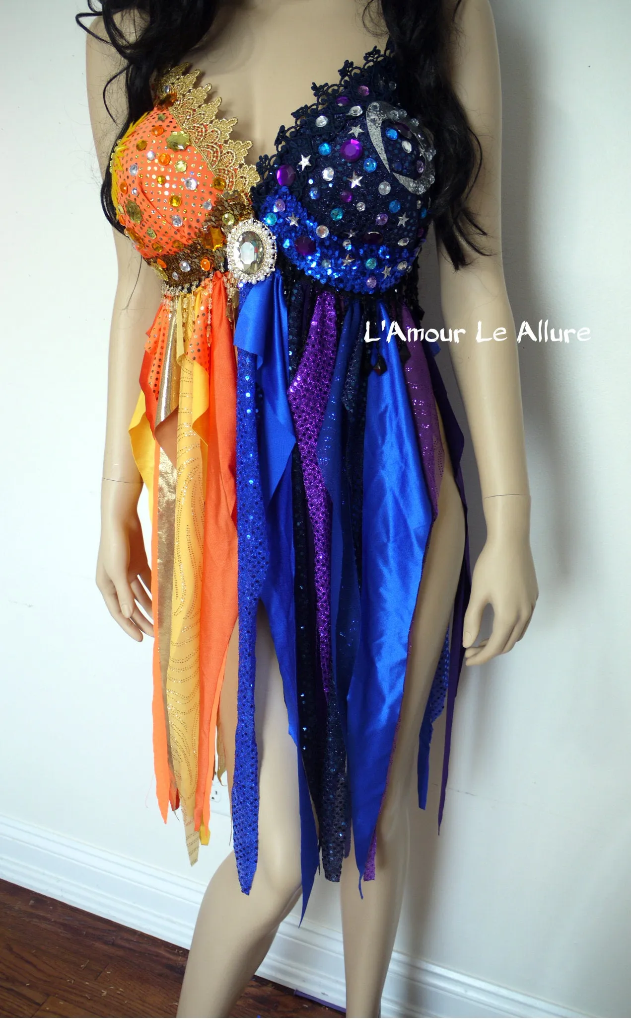 Galaxy Sun and Moon Baby Doll Rave Bra Dress