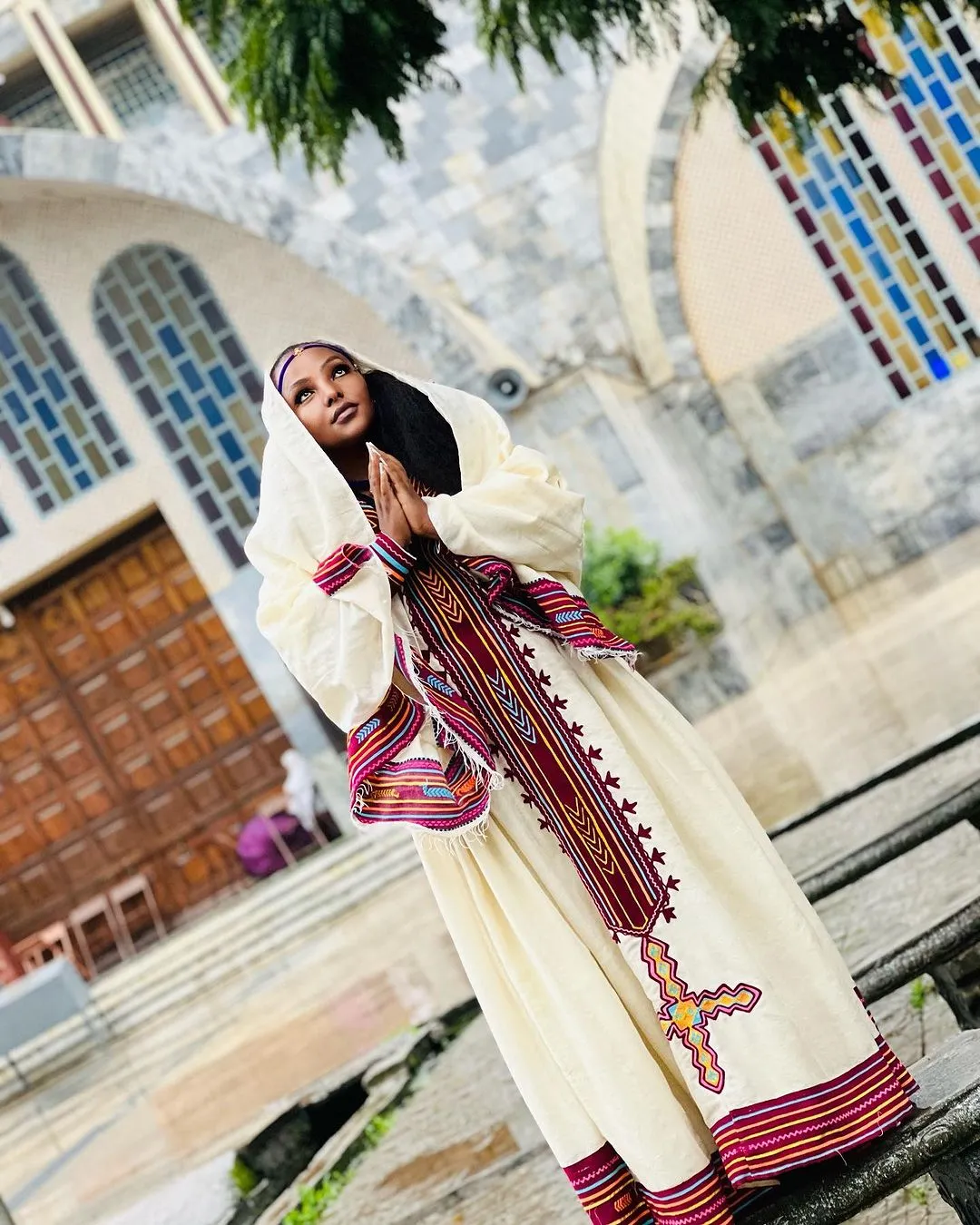 Glamourous Red Habesha Kemis with Intricate Detailing Graceful Traditional Ethiopian Dress