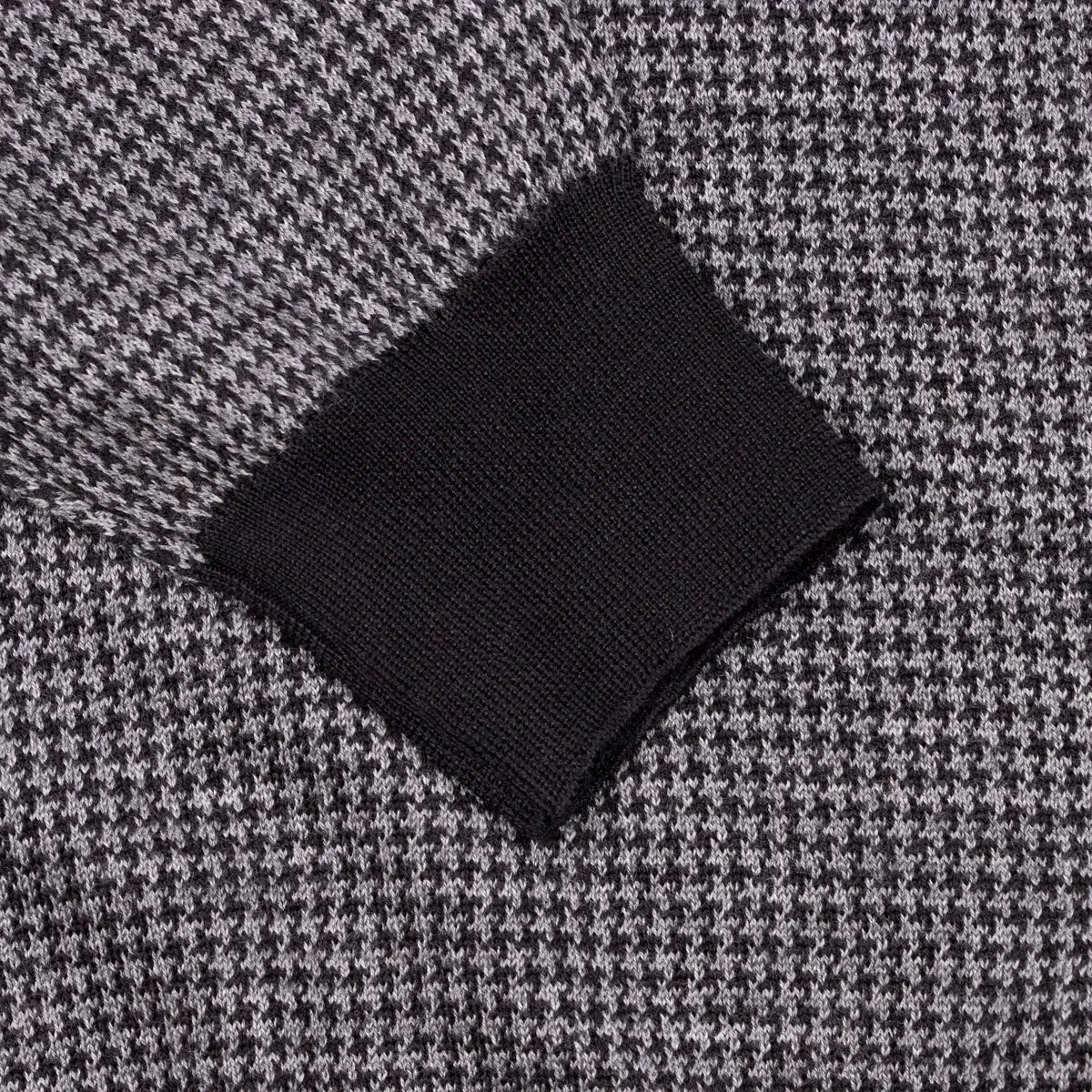 Grey Dogtooth Cashmere & Silk Zip-Neck Polo