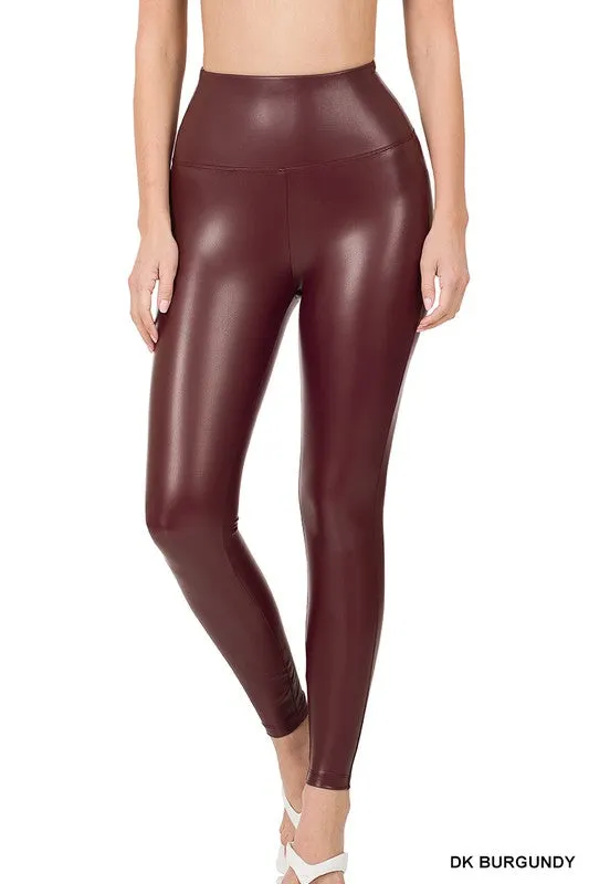 High Rise Faux Leather Leggings by Zenana