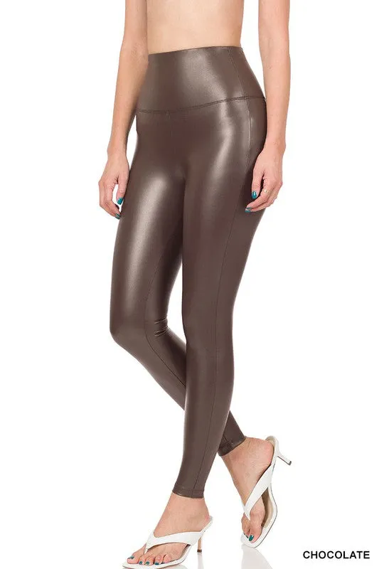 High Rise Faux Leather Leggings by Zenana