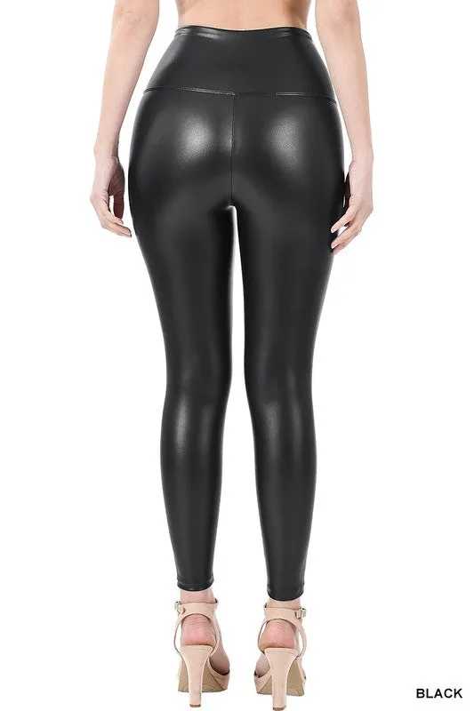 High Rise Faux Leather Leggings by Zenana