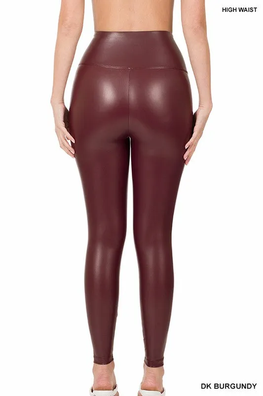 High Rise Faux Leather Leggings by Zenana