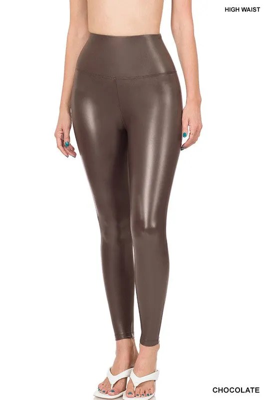 High Rise Faux Leather Leggings by Zenana