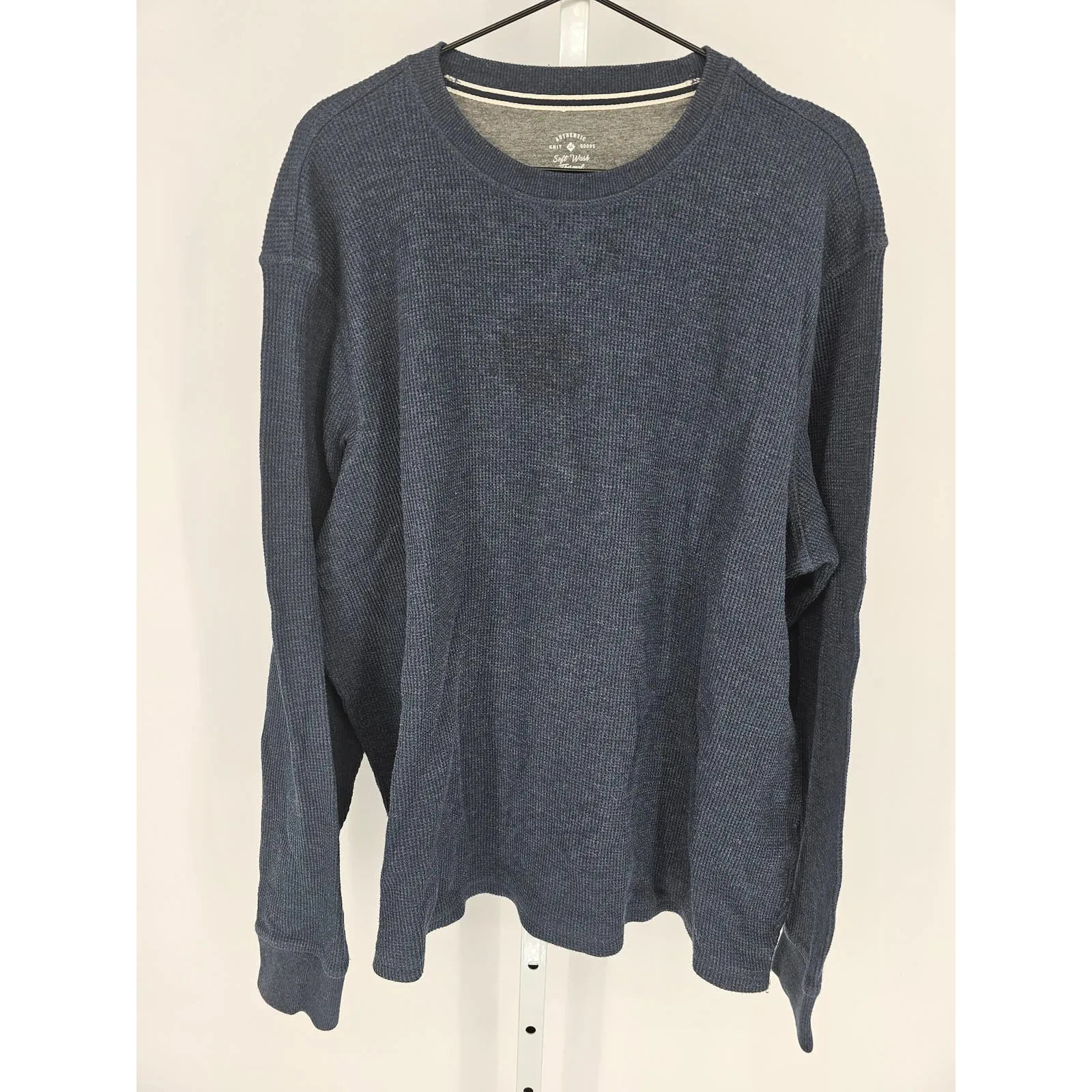 Knit Works Mens Sz XXL Soft Wash Thermal Long Sleeve T Shirt Slate Blue
