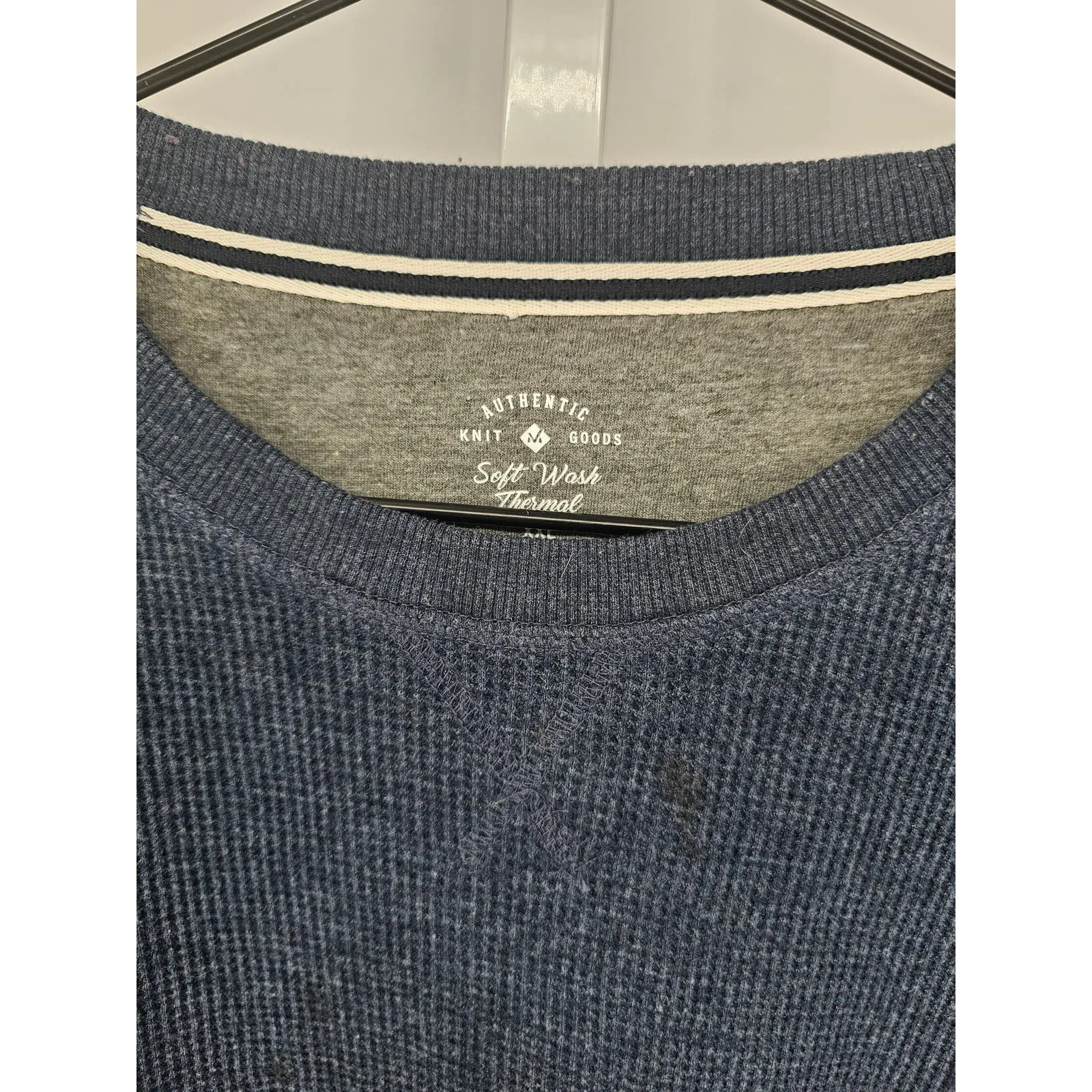 Knit Works Mens Sz XXL Soft Wash Thermal Long Sleeve T Shirt Slate Blue
