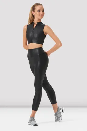 Ladies Zola Zip Front Leather Look Crop Top