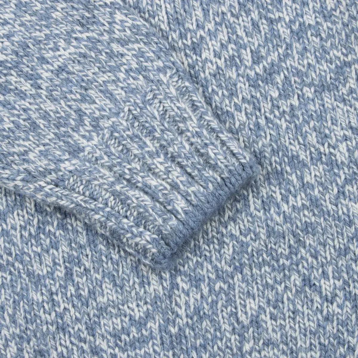 Light Blue Melange Buttoned-Neck Wool Jumper