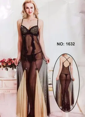 Long Net Nighty Sleeveless For Women - CPG-1632