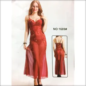 Long Net Nighty Sleeveless For Women - CPG-1689