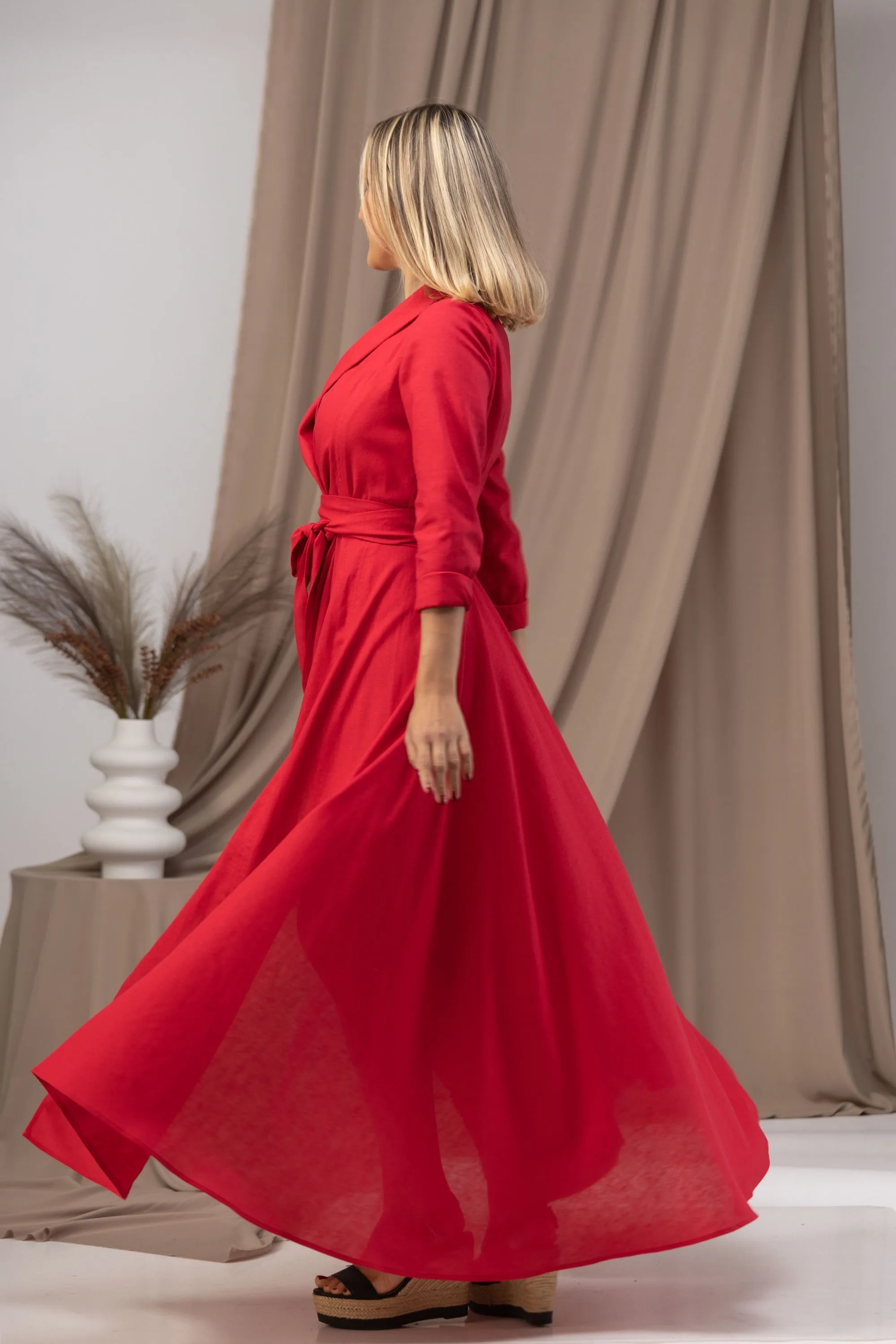 Long Sleeve Wrap Maxi Dress