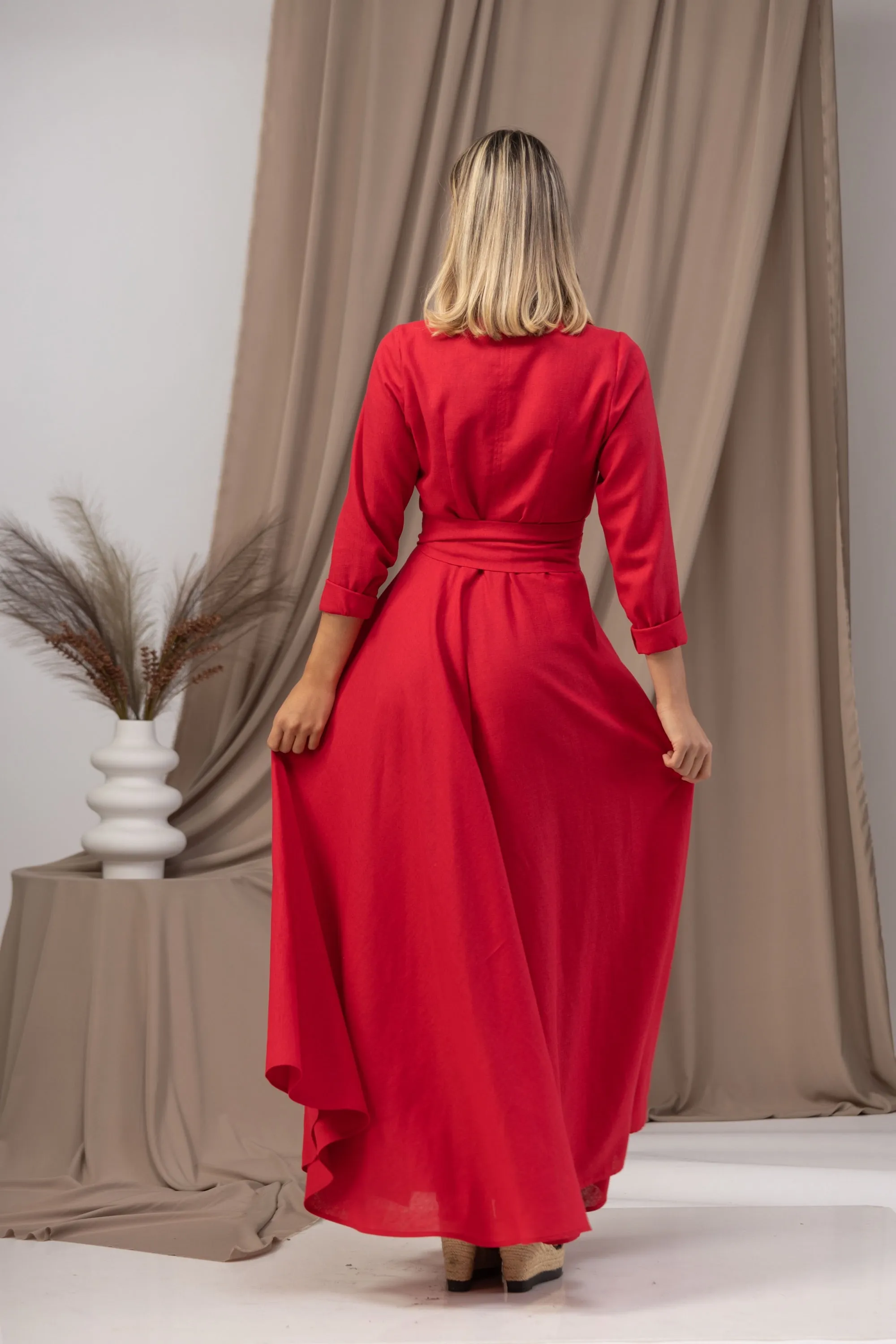 Long Sleeve Wrap Maxi Dress
