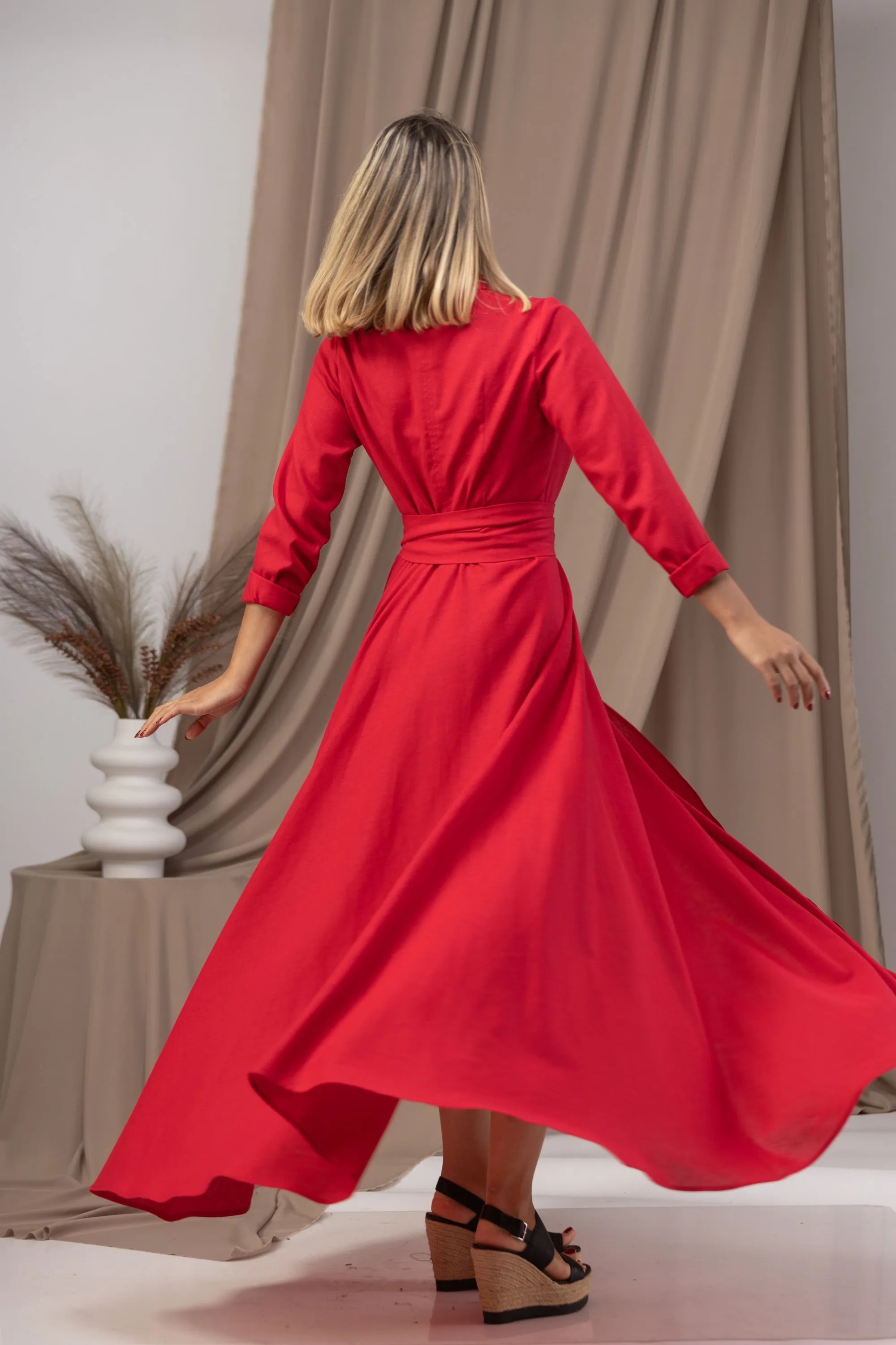 Long Sleeve Wrap Maxi Dress
