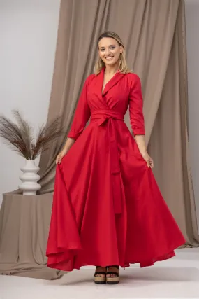 Long Sleeve Wrap Maxi Dress
