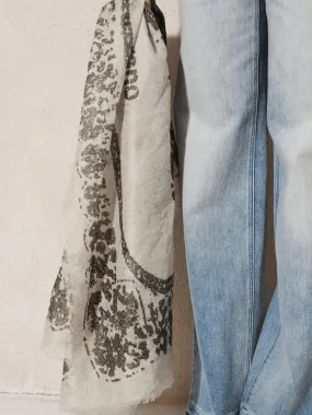 Luisa Cerano T Monochrome Cream Printed Scarf 858541 9355 7061